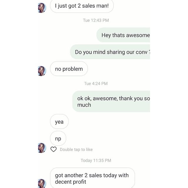 Student DM: 2 sales, decent profit